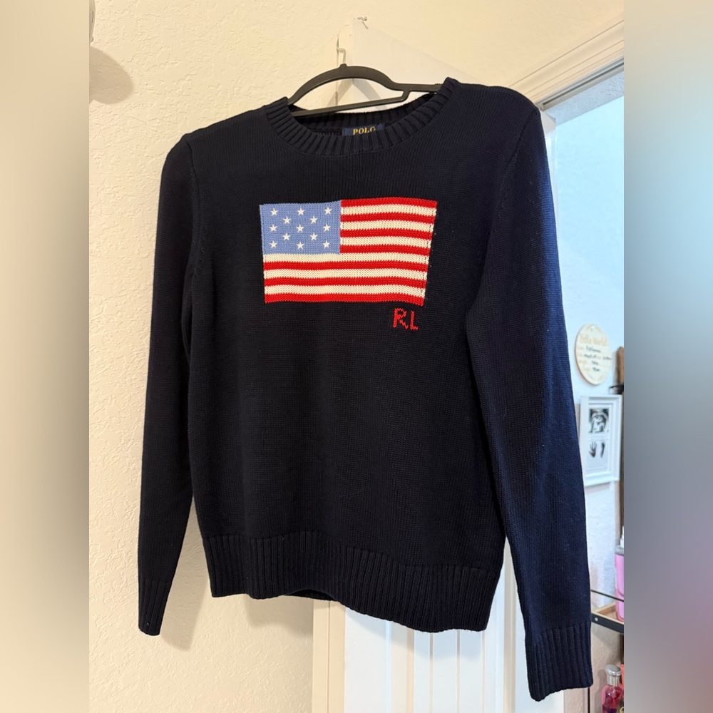 Ralph Lauren Navy Sweater with American Flag